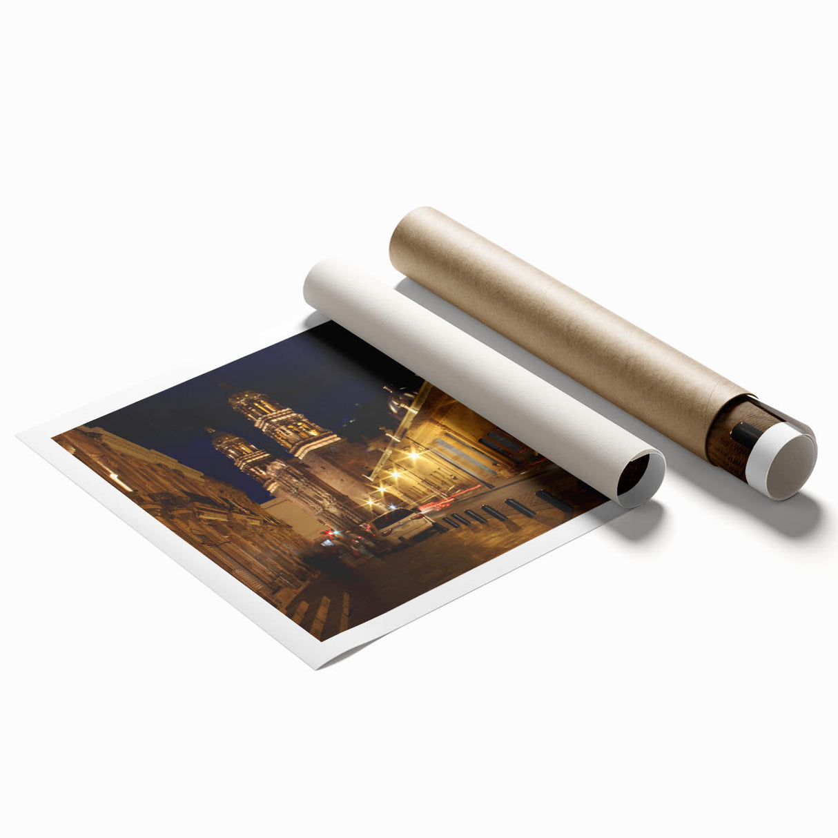 Extra large rolled print of Mexico City with vibrant floral designs, ideal for classy bathroom wall art.