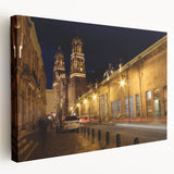 Large stretched canvas featuring a panoramic Mexico City scenery in muted earth tones, ideal for kitchen wall art.