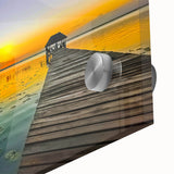 Large abstract wall art depicting a Quintana Roo scenery in mid-century modernist style on acrylic glass.