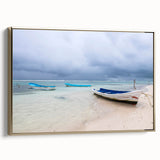 Framed canvas featuring a vintage-style landscape painting of Yucatán, with muted earth tones, ideal for bedroom wall art.