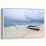 Vintage poster art depicting a colorful Yucatan scenery on extra large framed canvas, ideal for living room decor.