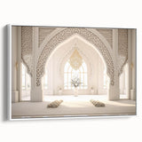 Vintage poster art of a Middle Eastern landscape on an extra large framed canvas, featuring vibrant, colorful imagery.