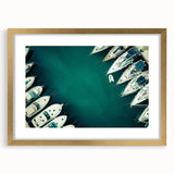 Extra large abstract art print of Dubai skyline in textured gold tones on framed canvas, ideal for living room decor.