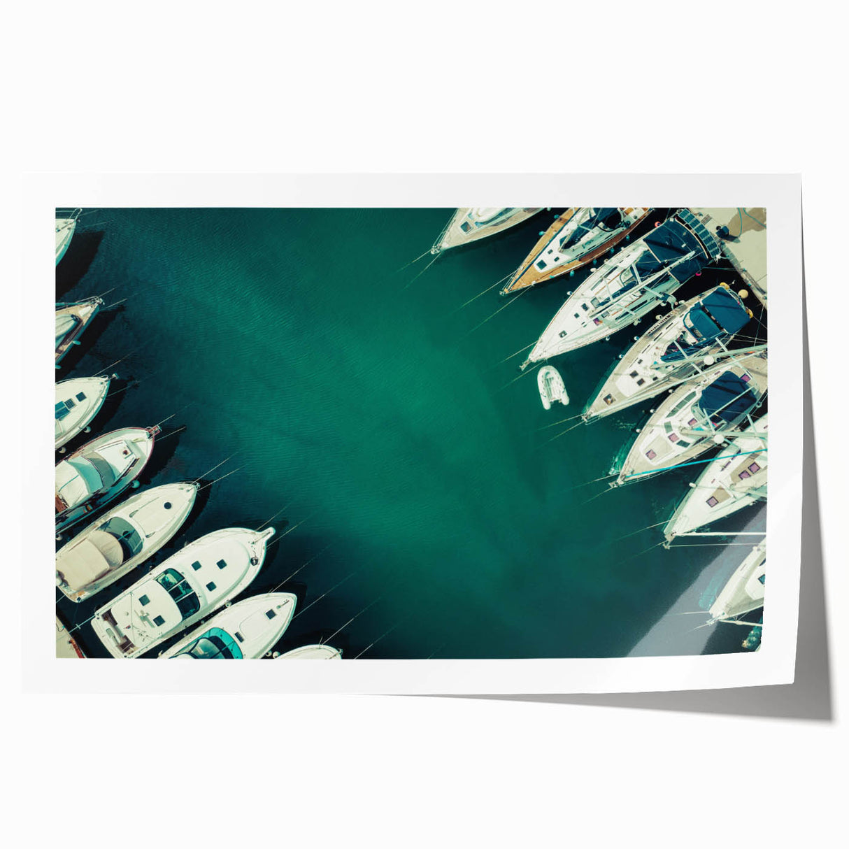 Rolled print featuring a panoramic Dubai skyline in muted earth tones, ideal for dining room wall art.