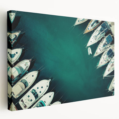 Dubai skyline at sunset depicted in vibrant orange and blue tones on a large stretched canvas, suitable for kitchen wall art.