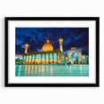Extra large framed wall art depicting an abstract, colorful scenery of Iran in vibrant hues on a textured canvas.