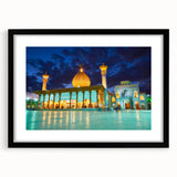 Extra large framed wall art depicting an abstract, colorful scenery of Iran in vibrant hues on a textured canvas.