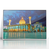 Art deco poster of an Iranian landscape in muted earth tones on acrylic, ideal for modern art wall decor in a nursery.