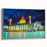 Landscape art painting of a Middle Eastern scene on a framed canvas.