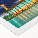 Art deco poster featuring a stylized Middle Eastern landscape on rolled canvas, suitable for dining room decor.