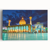 Black and white image of Middle Eastern scenery on stretched canvas, ideal for kitchen wall art.