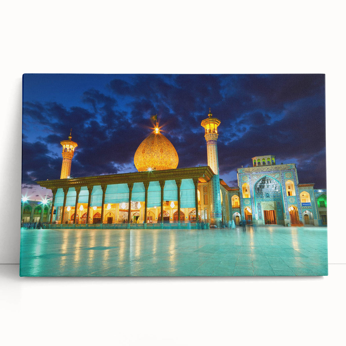 Black and white stretched canvas of a Middle Eastern scenery, ideal for kitchen wall art or bedroom ambiance.