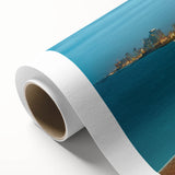 Art Deco style poster of Tel Aviv skyline in pastel shades on rolled canvas, ideal for nursery wall art.