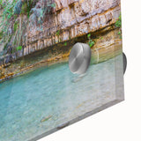 Large abstract wall art depicting a Middle Eastern scenery in muted earth tones on acrylic glass.