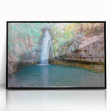 Large abstract wall art of a Middle Eastern scenery in black and white tones on framed acrylic.