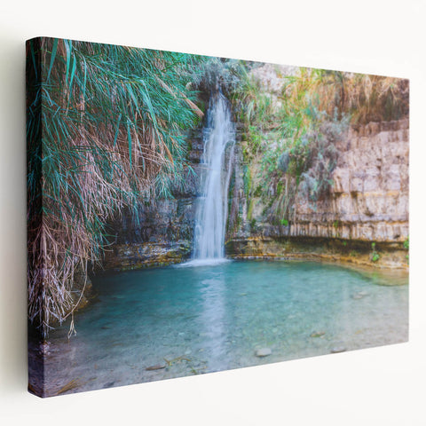 Middle Eastern landscape on large stretched canvas, featuring earth tones, ideal for kitchen wall art.