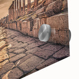 Large abstract wall art depicting Middle Eastern scenery in muted earth tones on acrylic glass.