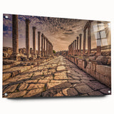 Acrylic print of a Jordanian landscape in muted earth tones, ideal for dining room or bedroom decor.