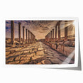 Extra large wall art depicting Middle Eastern Jordan scenery in muted earth tones on rolled canvas.