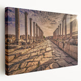 Middle Eastern desert landscape on stretched canvas, featuring muted earth tones, ideal for kitchen wall art.