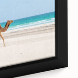 Extra large framed canvas featuring a textured, colorful Middle Eastern scenic artwork in black, ideal for living room decor.