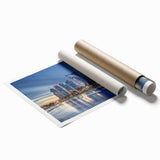 Extra large rolled print of a Qatar scenery with floral motifs in soft pastel shades, suitable for classy bathroom wall art.