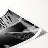 Extra large wall art featuring line art flowers in black on white, rolled canvas, ideal for large living room decor.