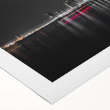 Art deco poster of Abu Dhabi skyline in muted gold and blue tones on rolled canvas, suitable for dining room decor.