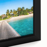 Extra large framed canvas featuring a black textured art scene of Oceania, Fiji, with vibrant colors.