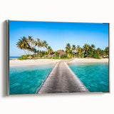 Framed canvas landscape art painting of a Fiji scenery in vibrant colors, ideal for living room decor.