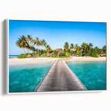 Vintage poster art of a vibrant Oceania Fiji scenery on a framed canvas, ideal for living room decor.