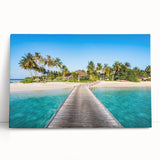 Black and white stretched canvas of oceanic scenery in Fiji, ideal for kitchen wall art or bedroom ambiance.