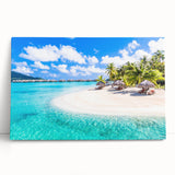 Black and white stretched canvas of Bora Bora scenery, ideal for kitchen wall art or bedroom ambiance.