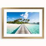 Extra large wall art featuring an abstract textured depiction of Tahiti in muted oceanic blues and greens, framed in gold.