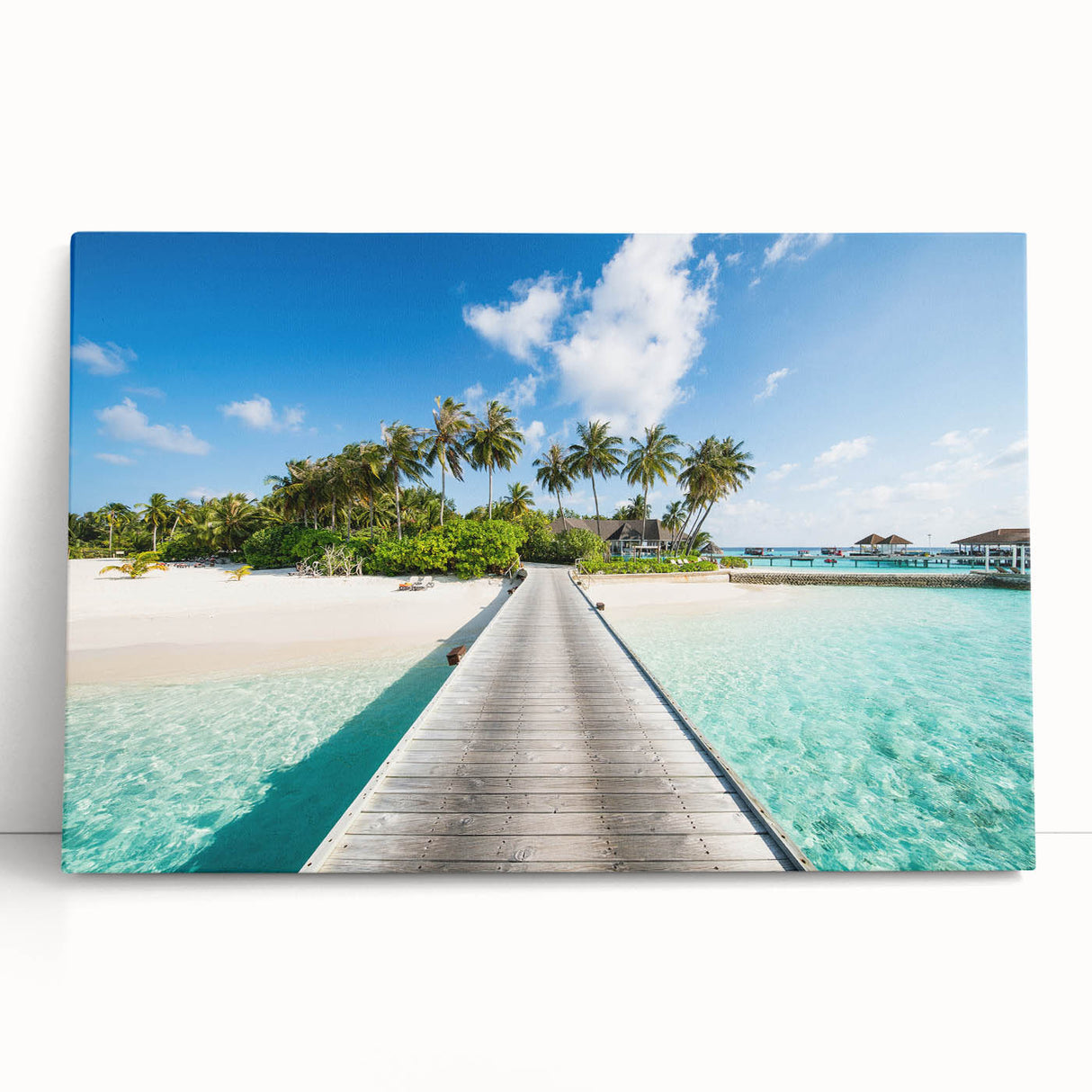 Black and white photo of Tahiti's coastline on stretched canvas, ideal for kitchen wall art or bedroom ambiance.