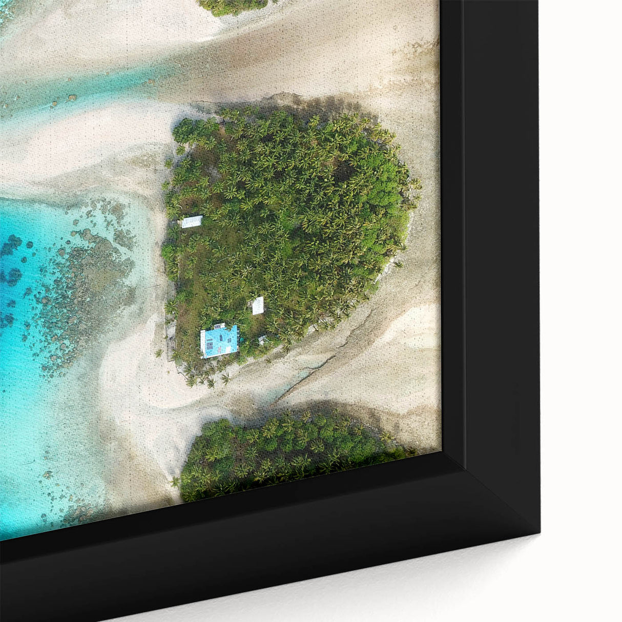 Extra large framed canvas featuring a textured, colorful abstract design on a black background, ideal for living room decor.