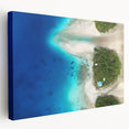 Side view of a stretched canvas featuring a serene Micronesian landscape, ideal for kitchen wall art.