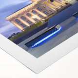 Art deco poster of Auckland skyline in monochrome shades on rolled canvas, suitable for dining room wall art.