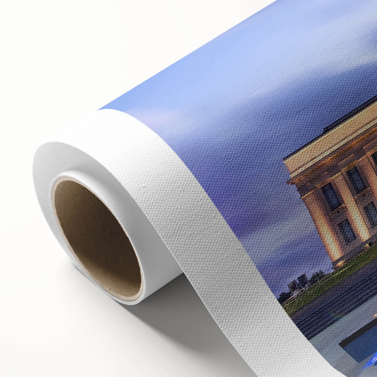 Art deco poster of Auckland skyline in pastel shades on rolled canvas, ideal for nursery wall art.
