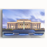 Black and white photograph of Auckland skyline on stretched canvas, ideal for kitchen wall art.