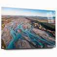 Acrylic glass print of Canterbury, New Zealand scenery in muted earth tones, suitable for bedroom or dining room decor.