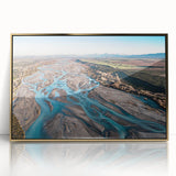 Large art print of Canterbury, New Zealand scenery in muted earth tones on a framed acrylic, ideal for modern art wall decor.