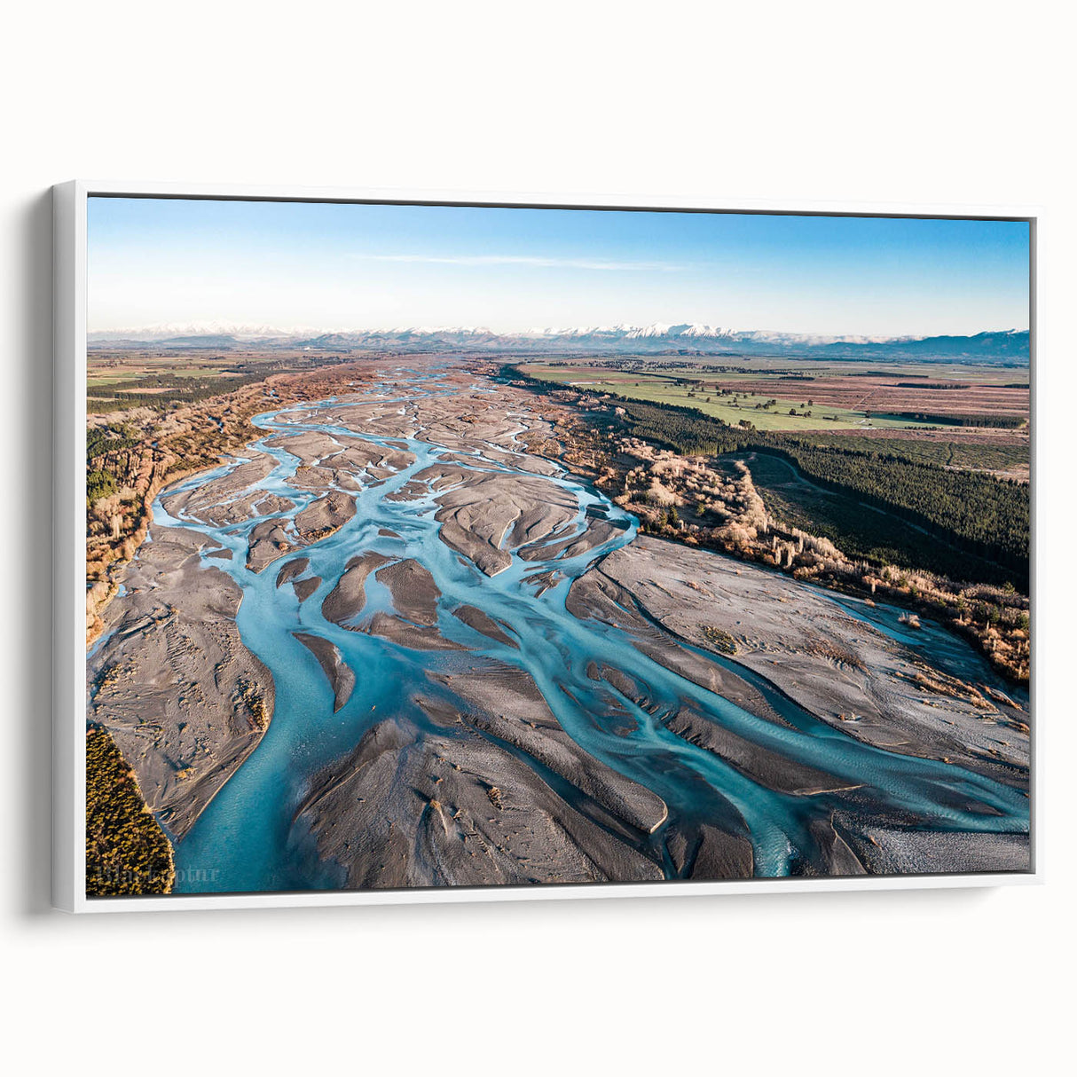 Vintage poster art of Canterbury, New Zealand in colorful hues on a large framed canvas, ideal for living room decor.