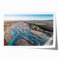 Rolled print of a serene Canterbury, New Zealand landscape in soft green and blue tones, ideal for dining room wall art.