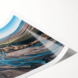 Extra large wall art featuring line art flowers in muted earth tones, printed on rolled canvas.