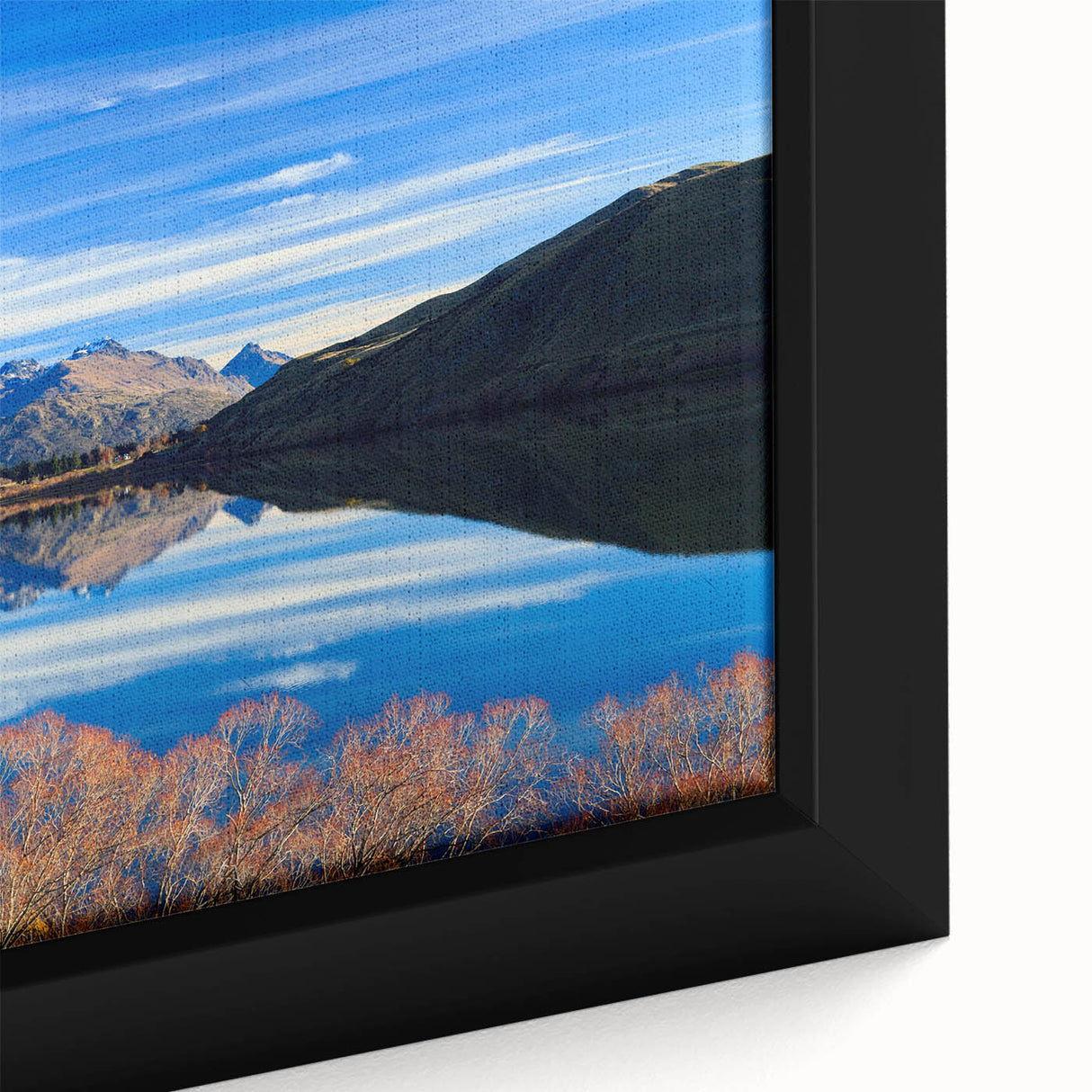 Extra large framed canvas featuring a textured depiction of Otago, New Zealand scenery in black with colorful art accents.