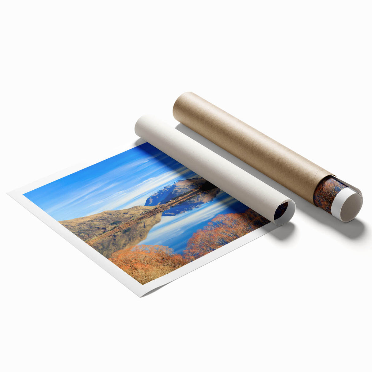 Extra large wall art depicting New Zealand's Otago scenery in muted green and blue tones on rolled print.