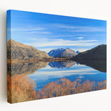 Large art print of Otago, New Zealand scenery on stretched canvas, with vibrant green and blue tones.