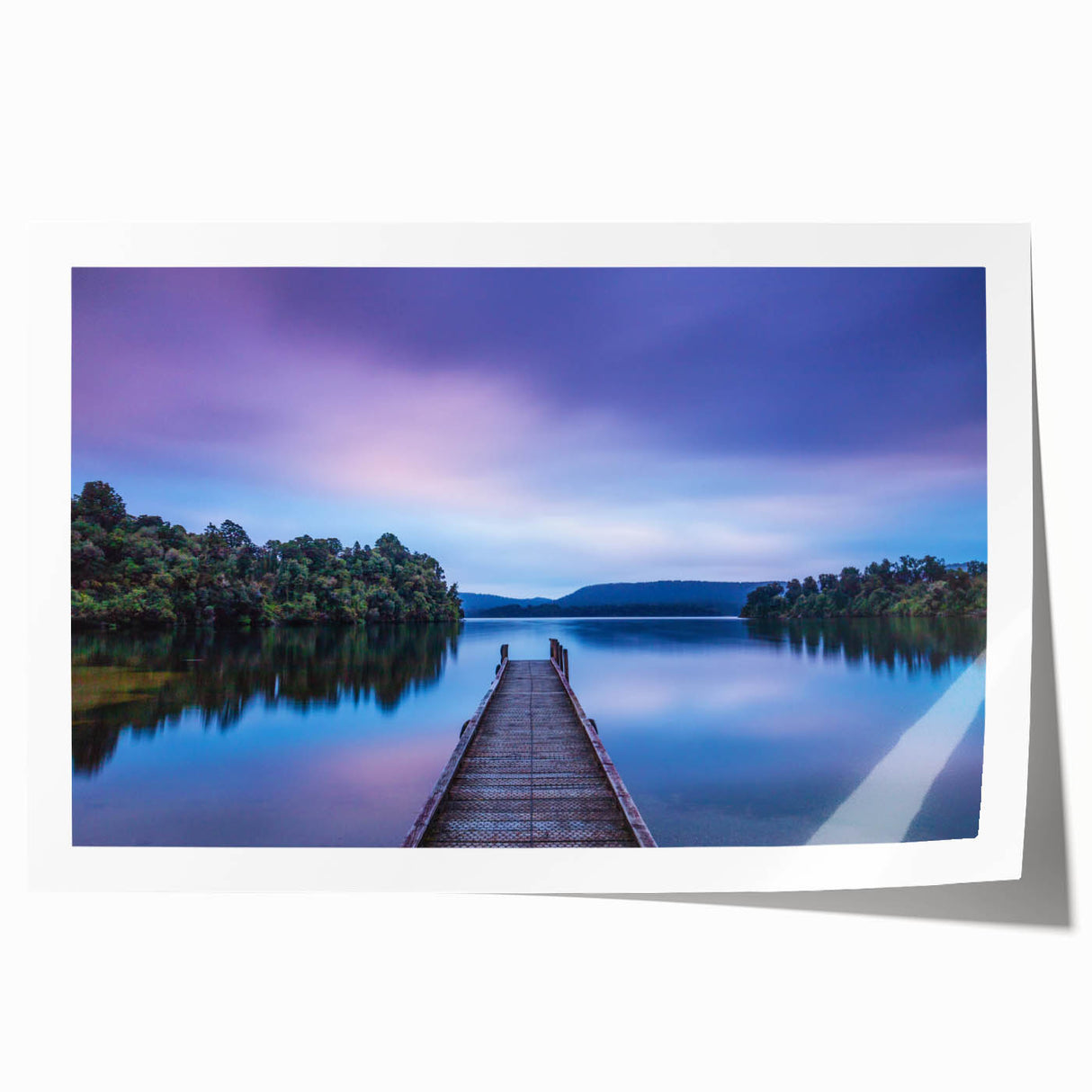 Extra large wall art of New Zealand's West Coast in pastel shades on rolled canvas, suitable for dining room or bathroom.