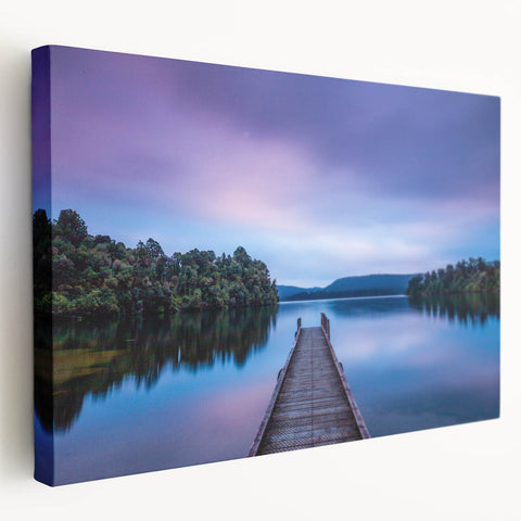 Large art print of New Zealand's west coast on stretched canvas, featuring muted earth tones, ideal for kitchen wall art.